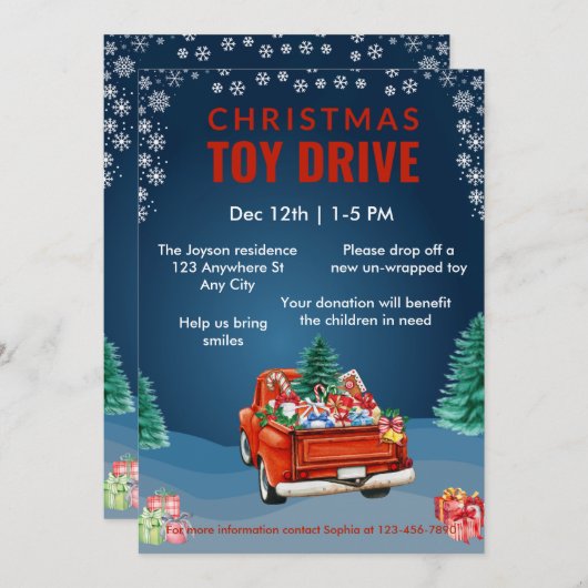 Kerstmis Speelgoed Drive Familie of bedrijfsgoed d Kaart (Voorkant / Achterkant)