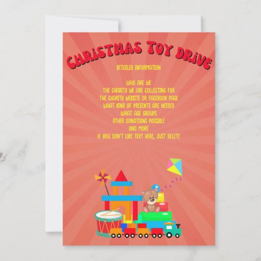 Kerstmis Speelgoed Drive Familie of bedrijfsgoed d Kaart (Achterkant)