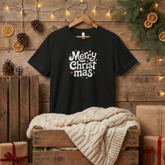Kerstmis Speelse Schrift Heren Zwart T-shirt