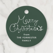 Kerstmis speelse script groene cadeaubijlage bedankjes labels (Voorkant)