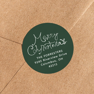 Kerstmis speelse script retouradres ronde sticker