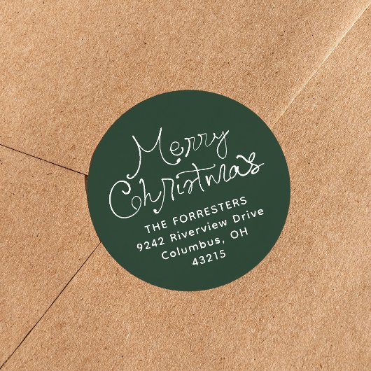 Kerstmis speelse script retouradres ronde sticker