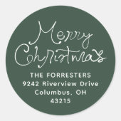 Kerstmis speelse script retouradres ronde sticker (Voorkant)
