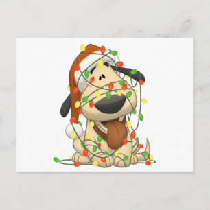 Kerstmis steekt de Grappige Hond van het Puppy aan Feestdagenkaart