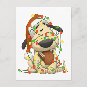 Kerstmis steekt de Grappige Hond van het Puppy aan Feestdagenkaart