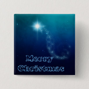 Kerstmis Ster van Bethlehem Vierkante Button 5,1 Cm