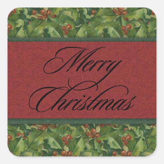 Kerstmis Sticker met hulst (Voorkant)