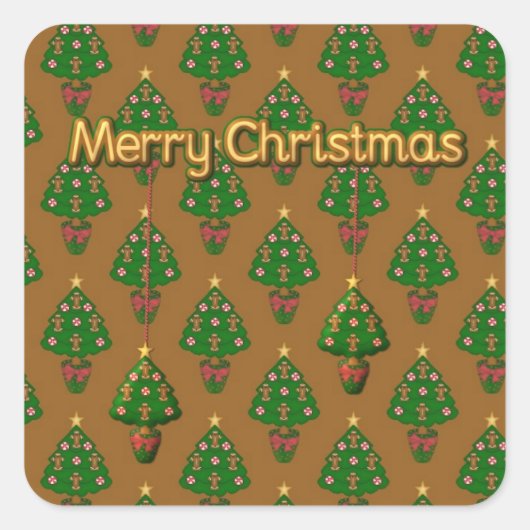 Kerstmis sticker met Kerstbomen (Voorkant)