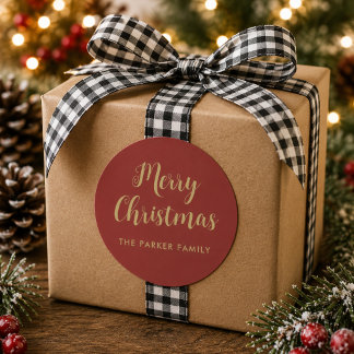 Kerstmis Sticker | Vals Goud Casual Schrift