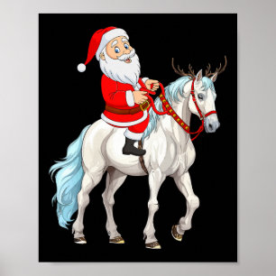 Kerstmis Stijl Rendier Santa Riding Paard Kerstmis Poster