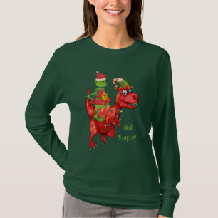 Kerstmis "stilte" Elf, T-Rex Dinosaur T-shirt