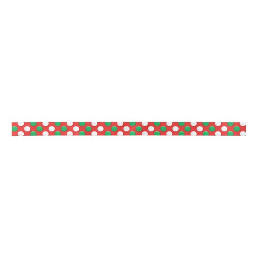 Kerstmis Stippen Rood wit en Groen Satin Ribbon Lint (Voorkant)