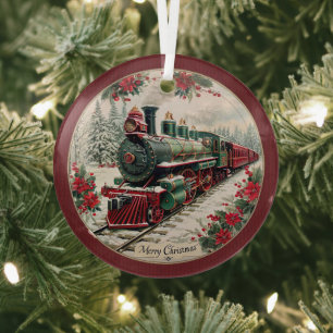 Kerstmis Stoomtrein – Festive Reis  Glas Ornament