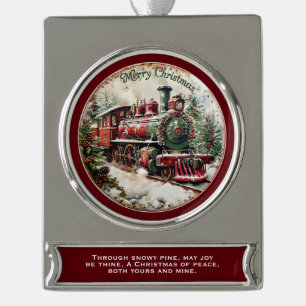 Kerstmis Stoomtrein – Festive Reis  Verzilverd Banner Ornament