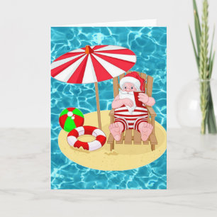 kerstmis strand kerstman feestdagen kaart
