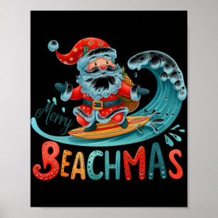 Kerstmis strand Santa surfen retro ontwerp T-shirt Poster