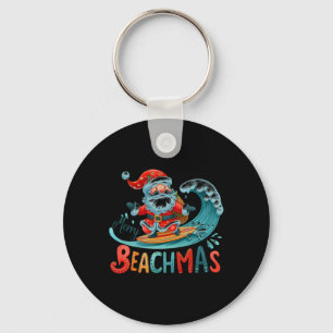 Kerstmis strand Santa surfen retro ontwerp T-shirt Sleutelhanger