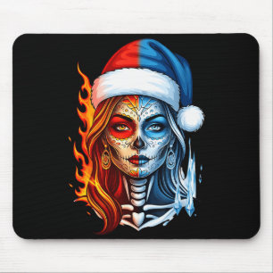 Kerstmis Suiker Skull Kunst Vrouw Sinterklaas Hoed Muismat