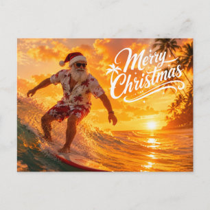 Kerstmis surfen met de Kerstman Feestdagenkaart