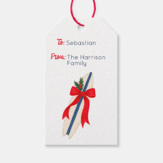 Kerstmis Surfplank Hamptons Cadeaulabel