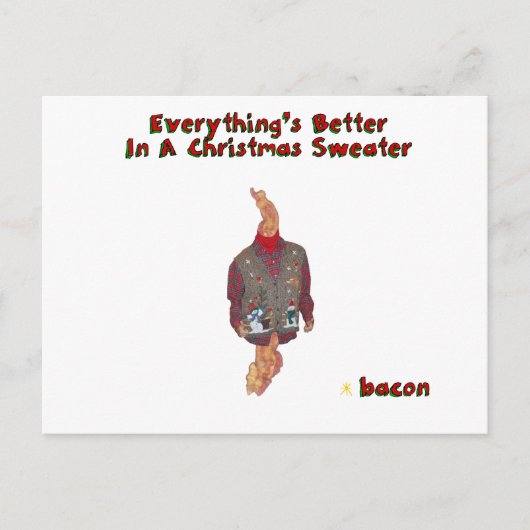Kerstmis sweater-Ized Bacon Feestdagenkaart (Voorkant)