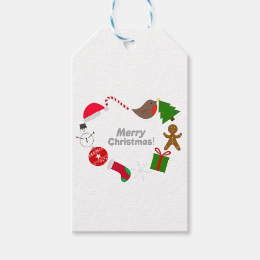 Kerstmis symbolen hart cadeaulabel (Voorkant)