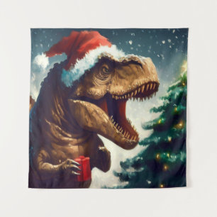 Kerstmis T-Rex 1 Wandkleed