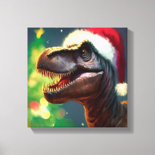 Kerstmis T-Rex 2 Canvas Afdruk