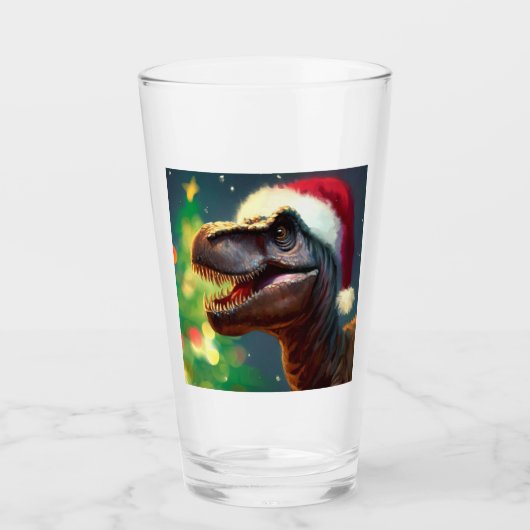 Kerstmis T-Rex 2 Glas (Voorkant)