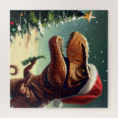 Kerstmis T-Rex (4) Legpuzzel (Horizontaal)