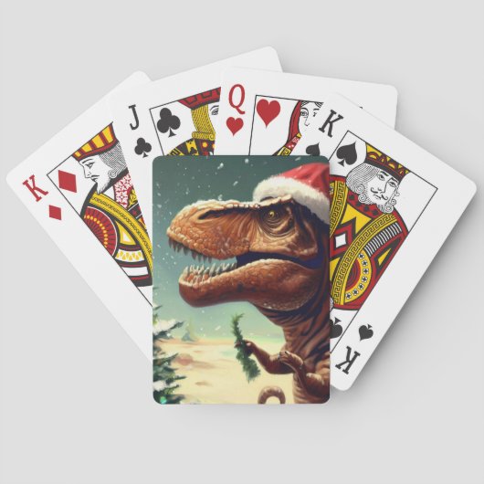 Kerstmis T-Rex (4) Pokerkaarten (Achterkant)