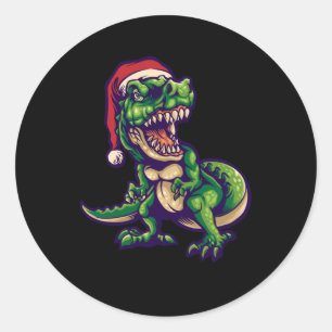 Kerstmis T-rex Dinosaur Ontwerp van Dinosaur Ronde Sticker