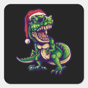 Kerstmis T-rex Dinosaur Ontwerp van Dinosaur Vierkante Sticker