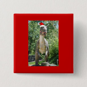 Kerstmis T-Rex Dinosaur Vierkante Button 5,1 Cm