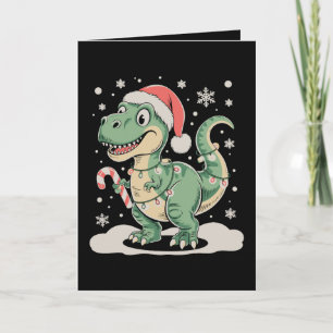 Kerstmis T Rex Dinosaurus Kerstmuts Vakantie Kaart