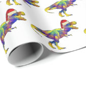 Kerstmis T Rex Festive Dinosaur Cadeaupapier (Rol Hoek)