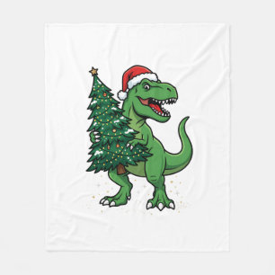Kerstmis T-Rex met Kerstboom Fleece Deken