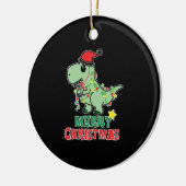 Kerstmis T-rex Top Keramisch Ornament (Links)