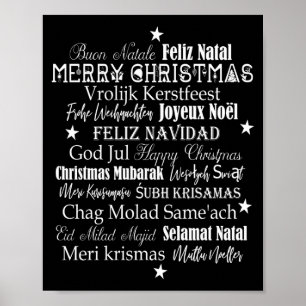 Kerstmis T-shirt in verschillende talen Poster