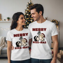 Kerstmis T-shirt met Merry Kiss-Mas