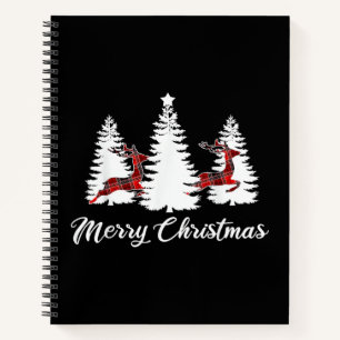 Kerstmis T-shirt voor vrouwen Buffalo Plaid Hert Notitieboek
