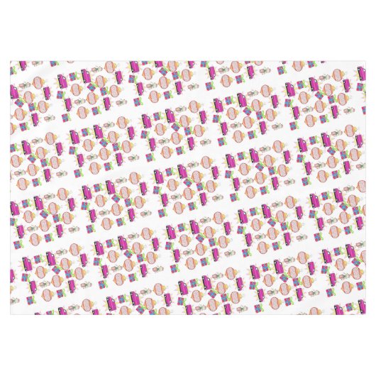 Kerstmis tafelkleed, roze klokken auto's tafelkleed (Voorkant (Horizontaal))