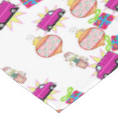 Kerstmis tafelkleed, roze klokken auto's tafelkleed (Gekanteld)