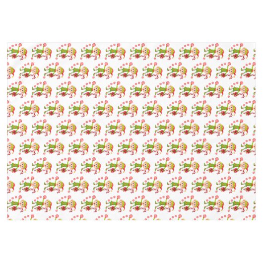 Kerstmis tafelkleed, vrolijk, elf pepermunt tafelkleed (Voorkant (Horizontaal))