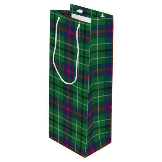 Kerstmis Tartan Clan Duncan Green Pset Check Wijn Cadeautas (Voorkant Gekanteld)