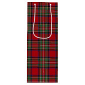 Kerstmis Tartan Clan Stewart Red Pset Check Wijn Cadeautas (Voorkant)