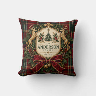 Kerstmis Tartan Familie Crest Worp Kussen