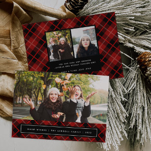 Kerstmis Tartan   Kerst Fotokaart Feestdagenkaart
