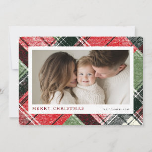 Kerstmis Tartan Plaid Achtergrond Feestdagenkaart