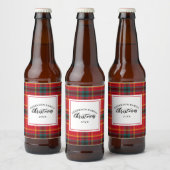 Kerstmis Tartan Plaid Familienaam Jaar Bier Etiket (Flessen)